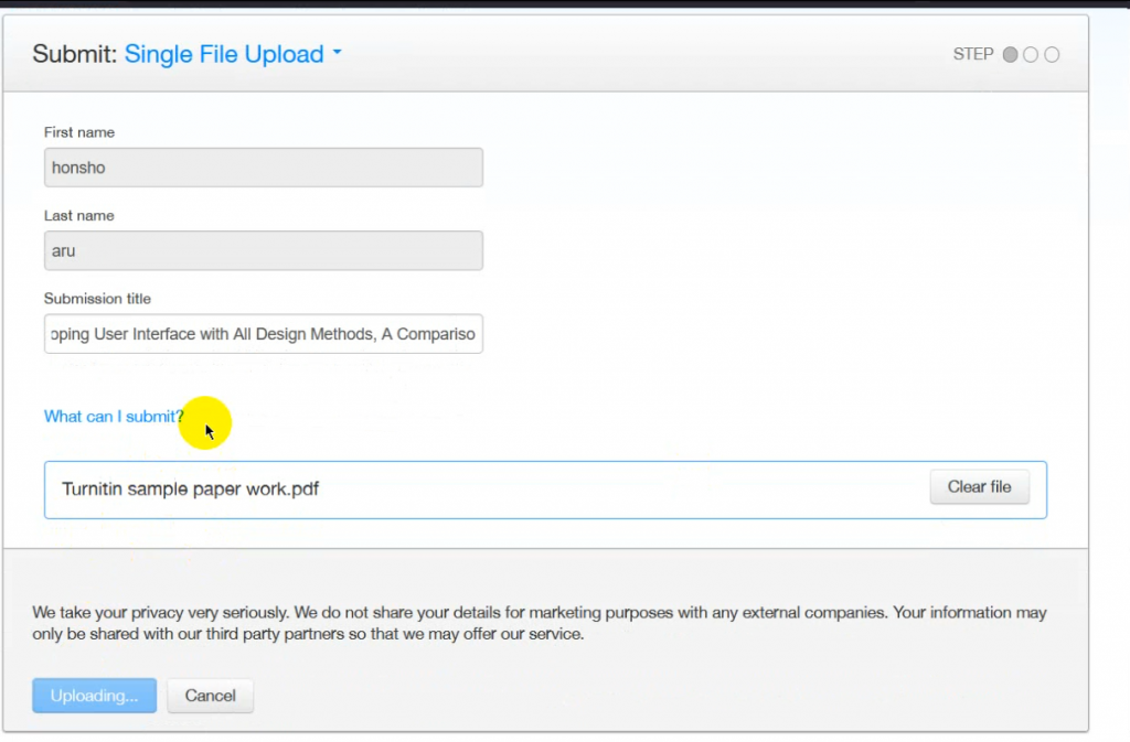 Cara upload dokumen ke turnitin tanpa tersimpan di database Turnitin, untuk cek plagiarisme saja.