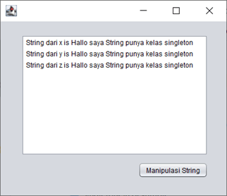 Java GUI demo String Manipulation Globally using Singleton