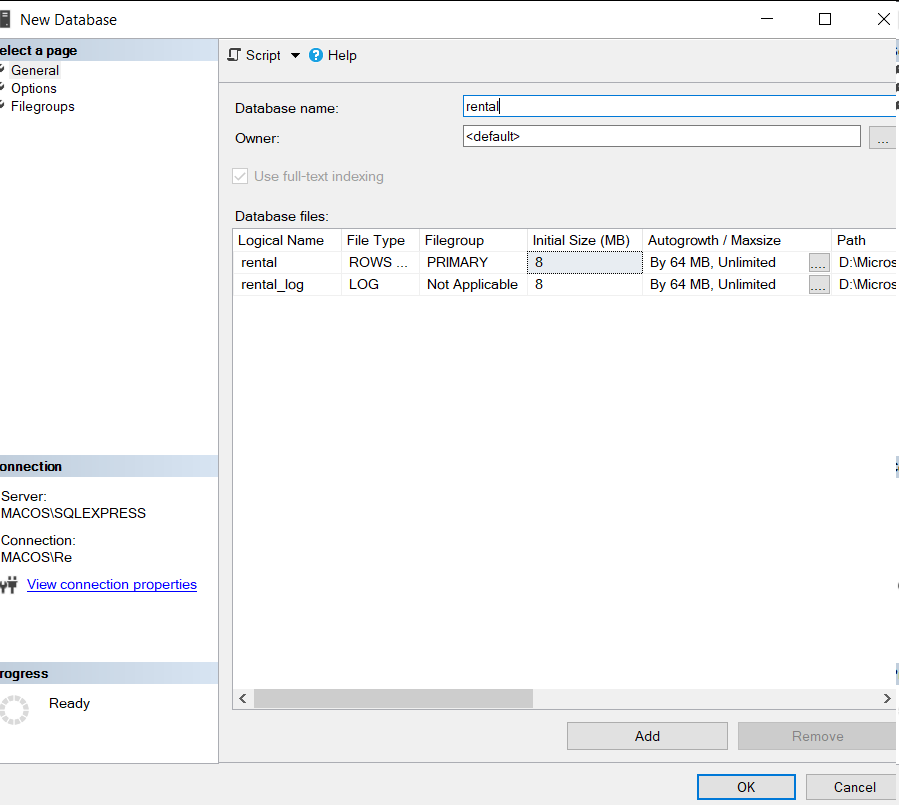 Create Schema in SQL Server management Studio, membuat koneksi database di SQL Server Management Studio