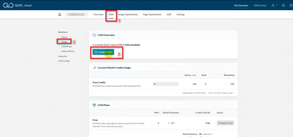 how to enable quic.cloud cdn when using cloudflare as nameserver and DNS management