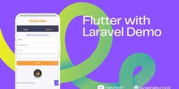 demo menghubungkan aplikasi flutter dan laravel backend. flutter restful api